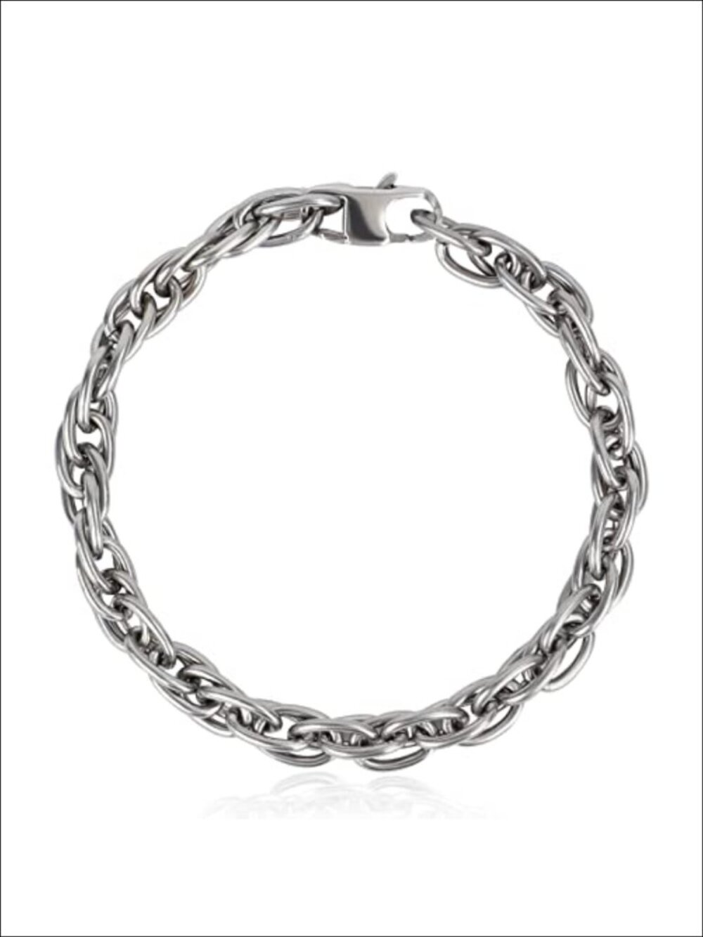 7mm Pure Titanium Twist Link Chain Bracelet for Men Women, Skin Friendly Braid